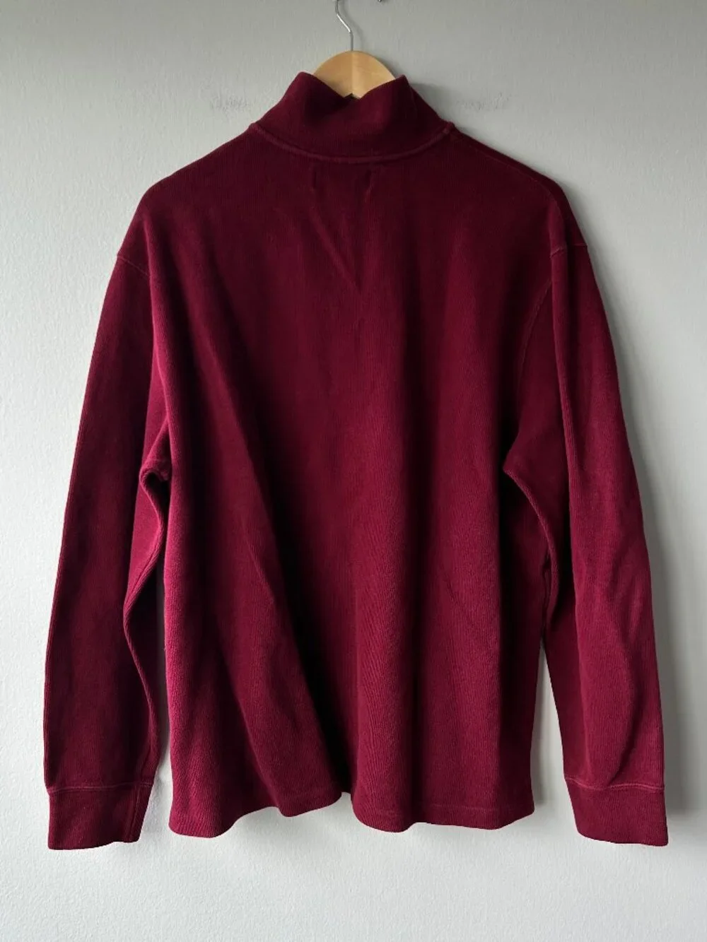 Polo Ralph Lauren XL Burgundy Quarter Zip Sweater Cotton Pony Logo Pullover